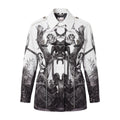 BURBERRY WHITE AND BLACK SILK MONKEY PRINT RUNWAY JACKET - SIZE 4