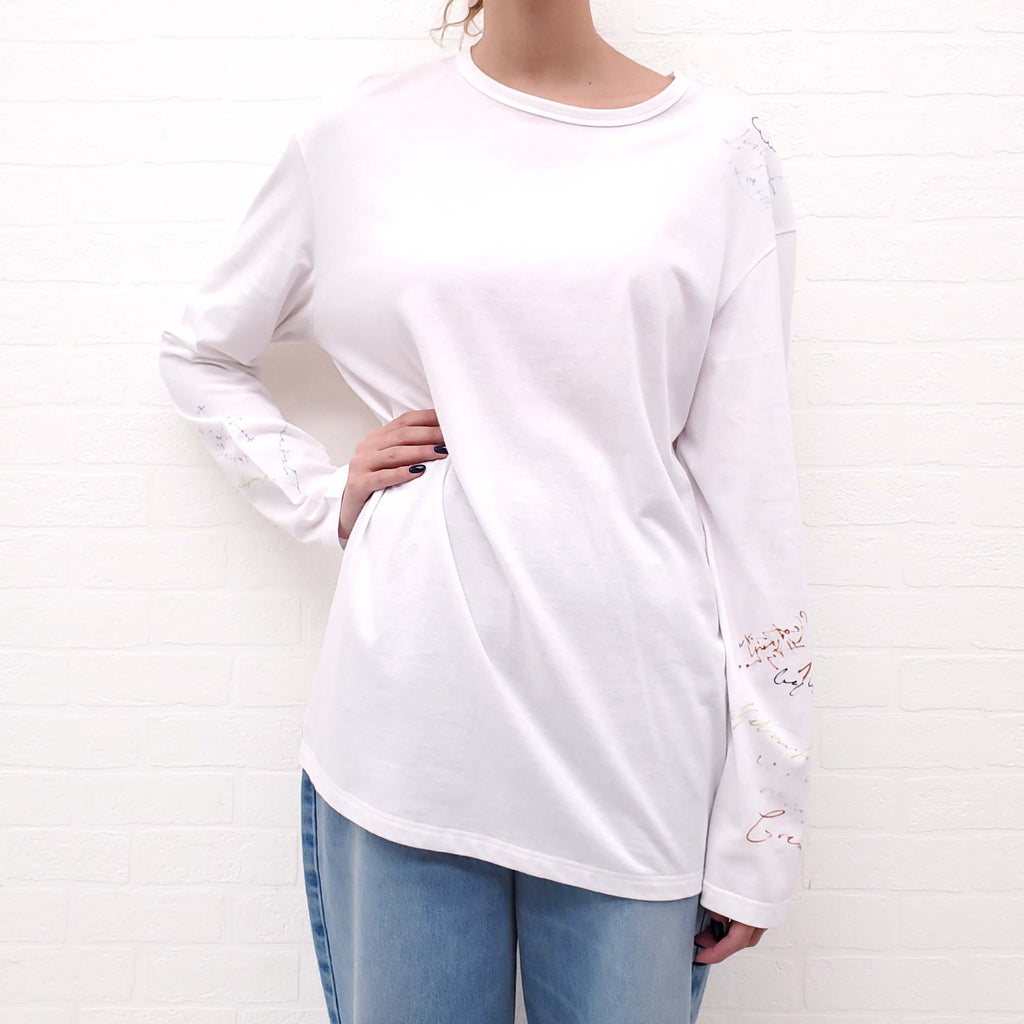 BURBERRY WHITE GRAFFITI LONG SLEVE SHIRT - SIZE M