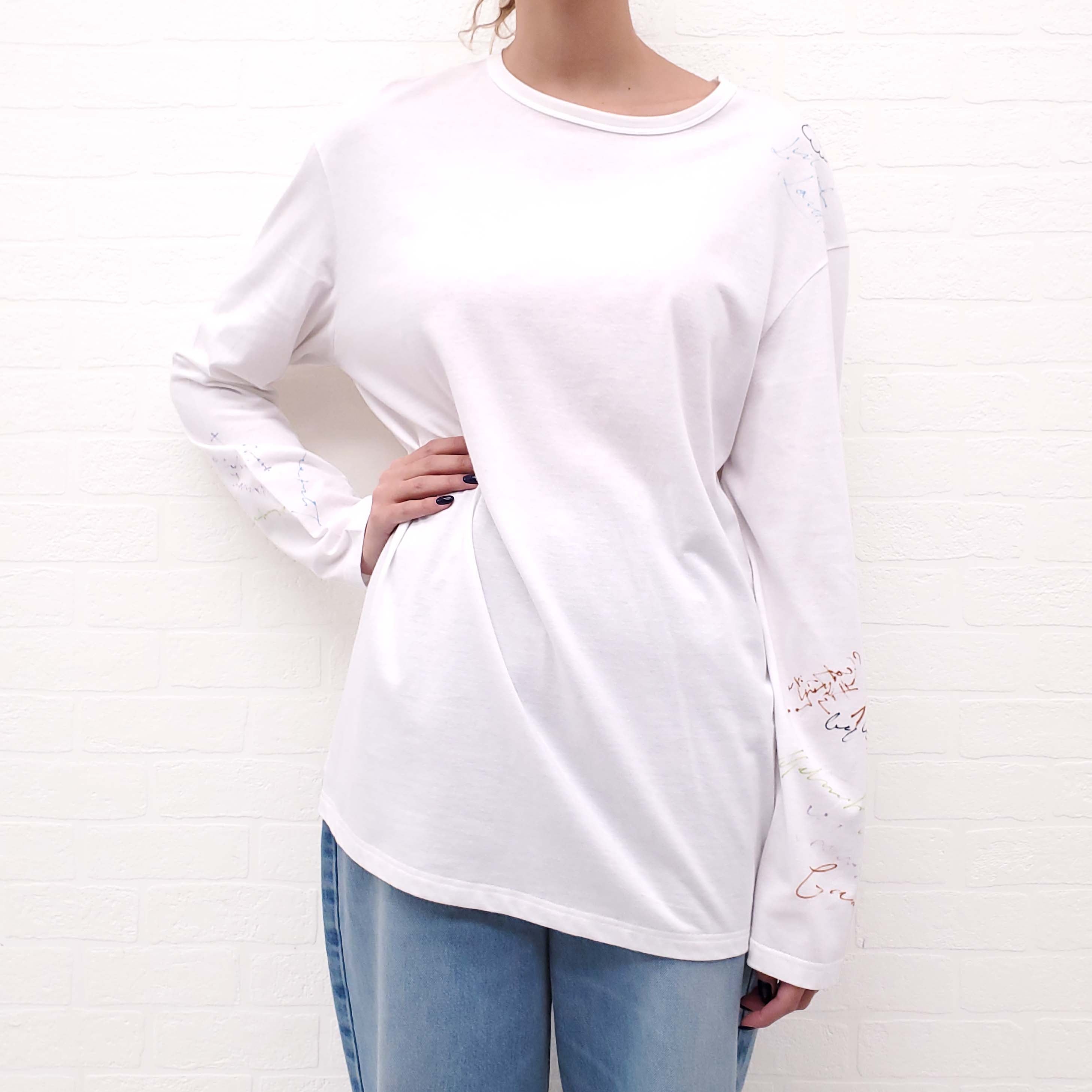 BURBERRY WHITE GRAFFITI LONG SLEVE SHIRT - SIZE M