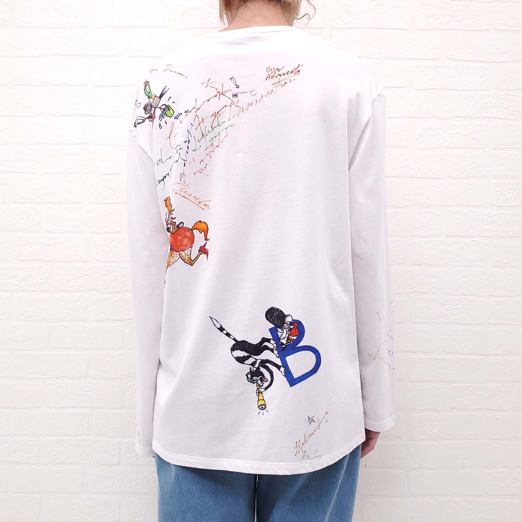 BURBERRY WHITE GRAFFITI LONG SLEVE SHIRT - SIZE M