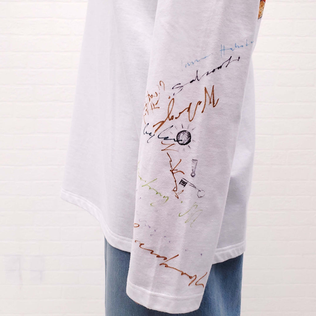 BURBERRY WHITE GRAFFITI LONG SLEVE SHIRT - SIZE M
