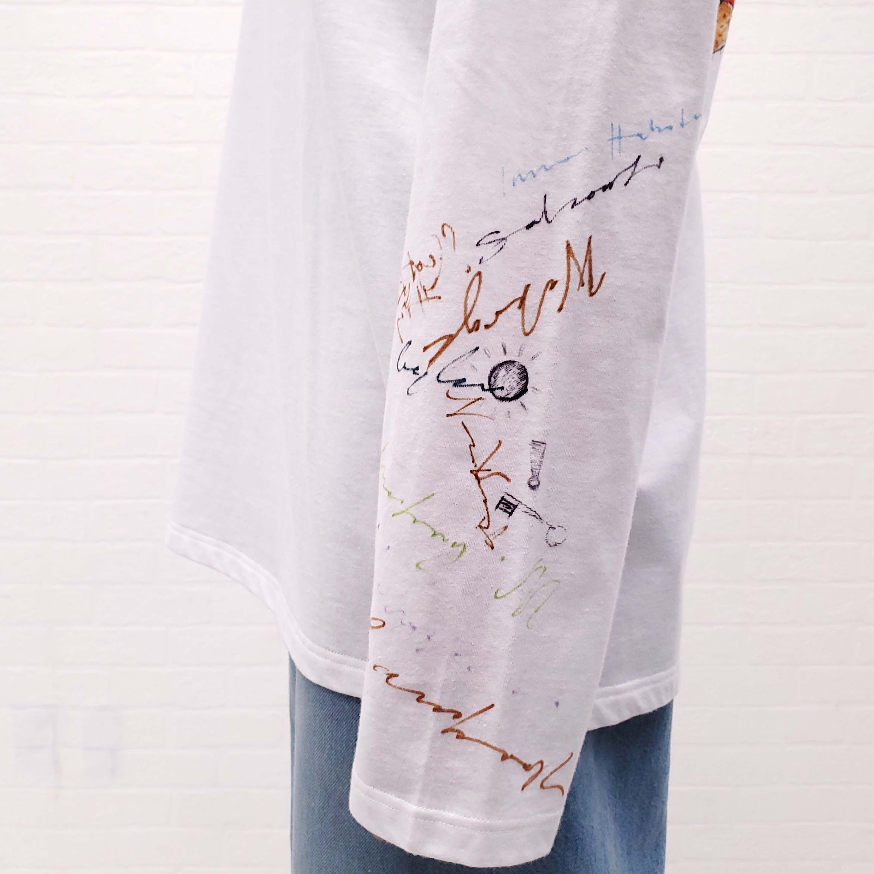 BURBERRY WHITE GRAFFITI LONG SLEVE SHIRT - SIZE M