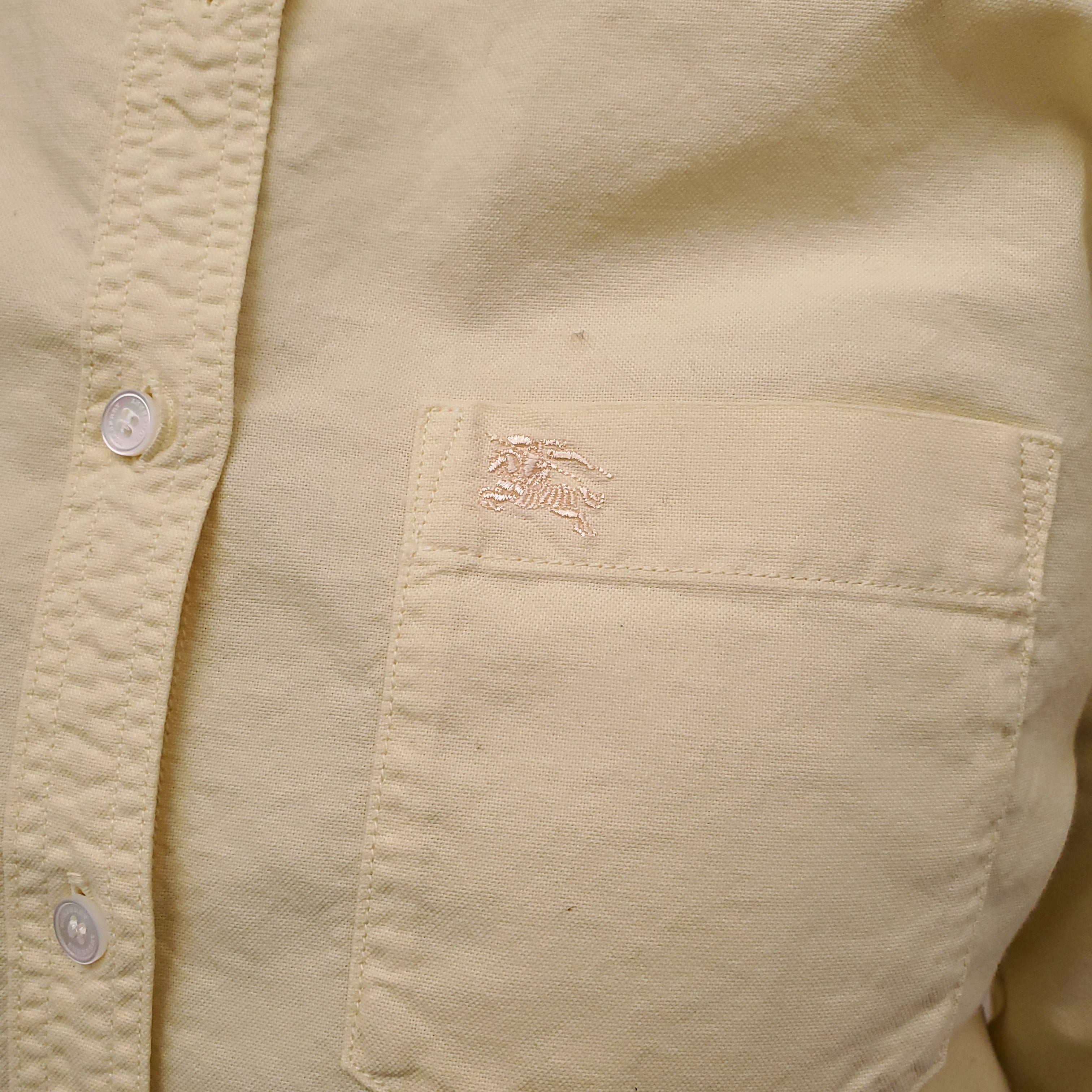 BURBERRY YELLOW BUTTON UP BLOUSE - SIZE M