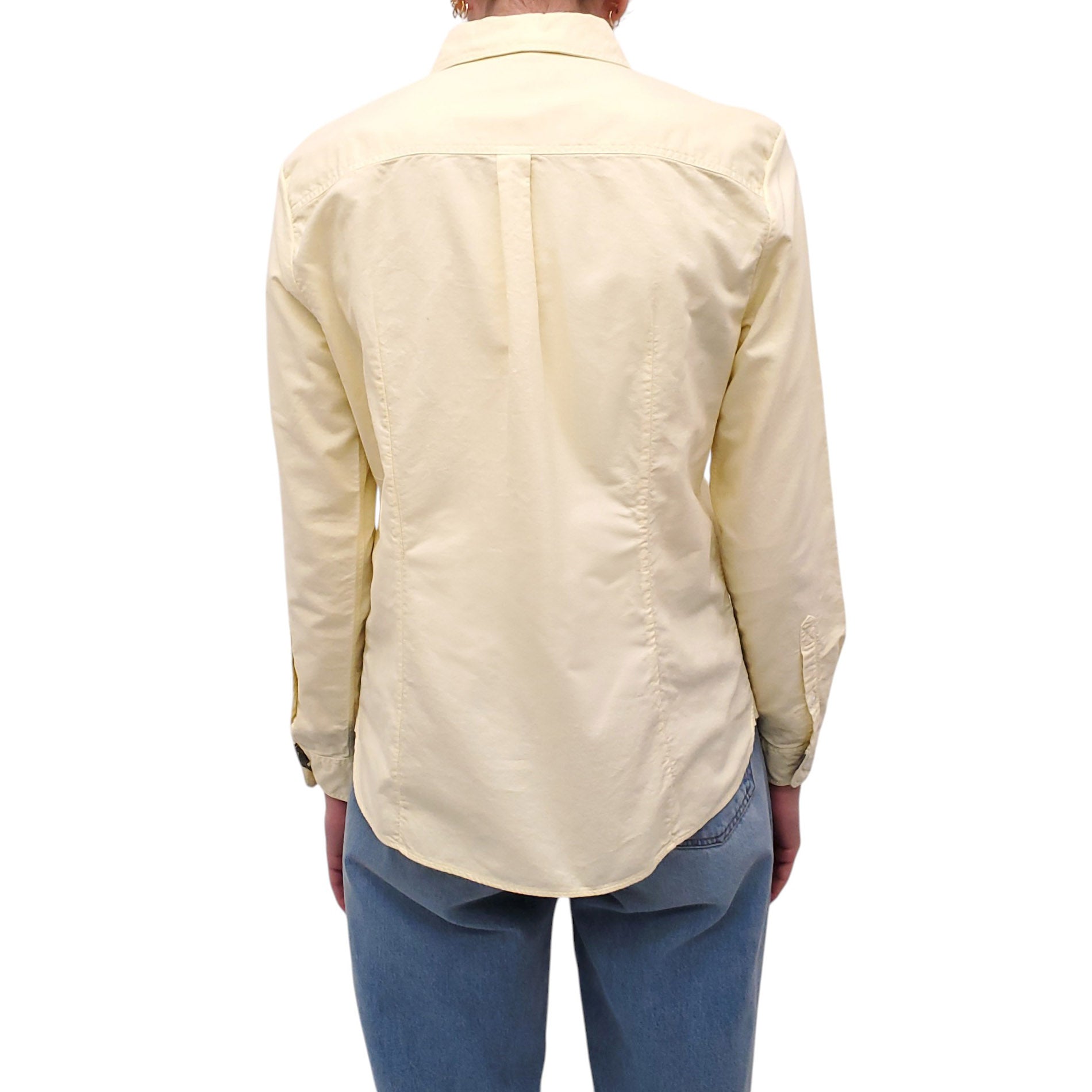 BURBERRY YELLOW BUTTON UP BLOUSE - SIZE M