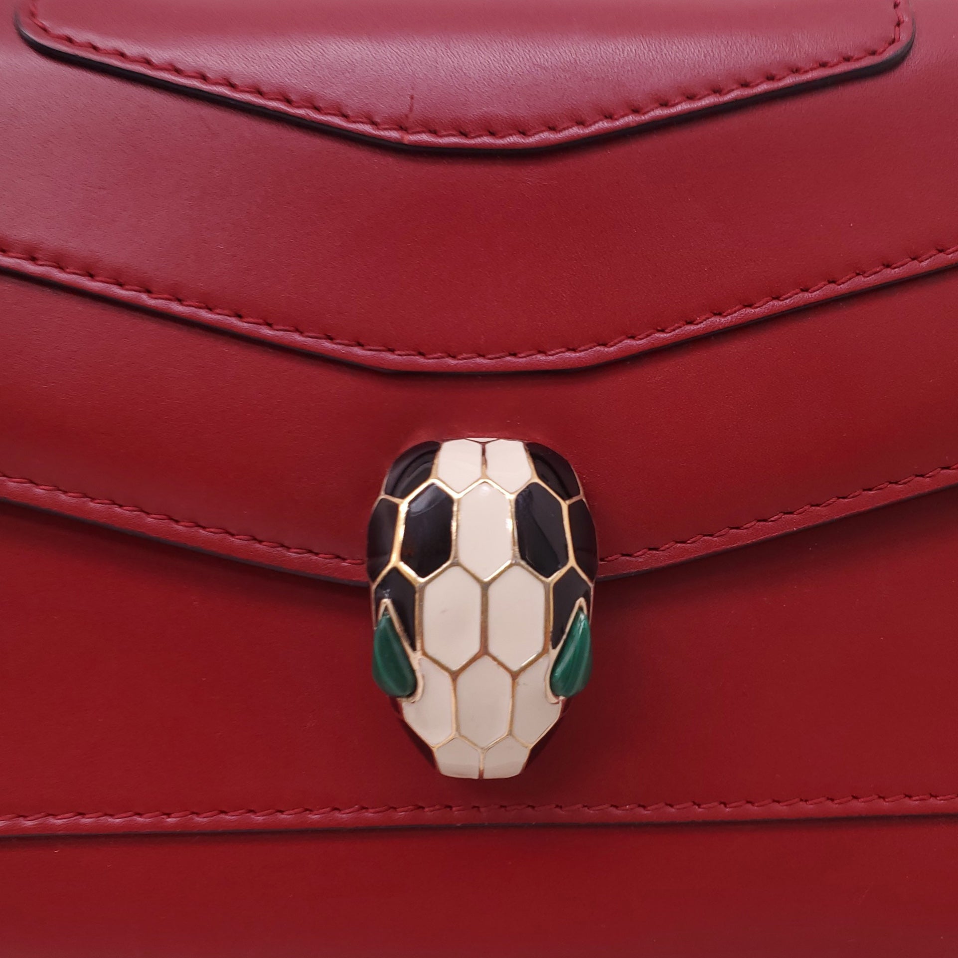 BVLGARI RED LEATHER SERPENTI CROSSBODY BAG