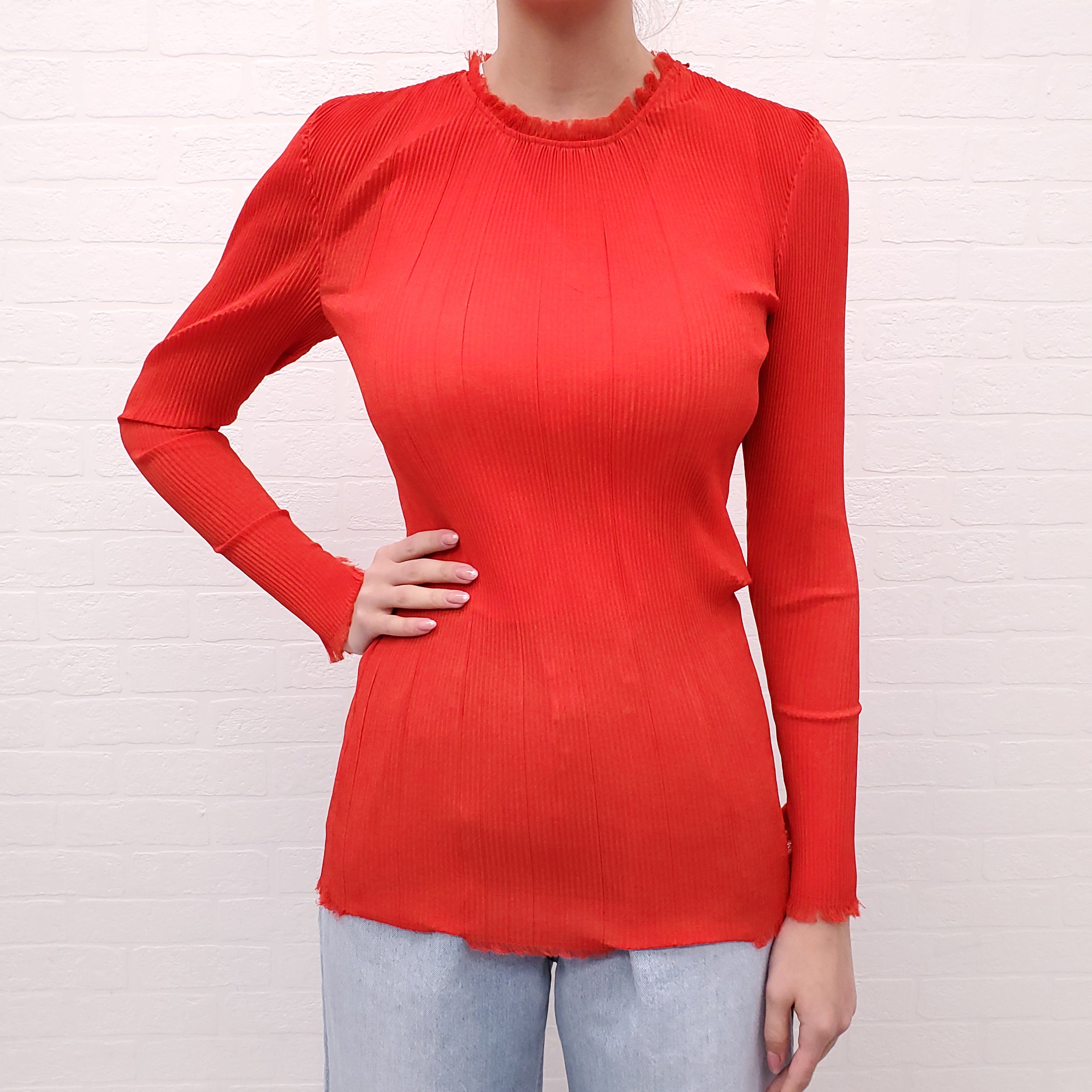 BY MALENE BIRGER RED PLEATED TOP - SIZE 32
