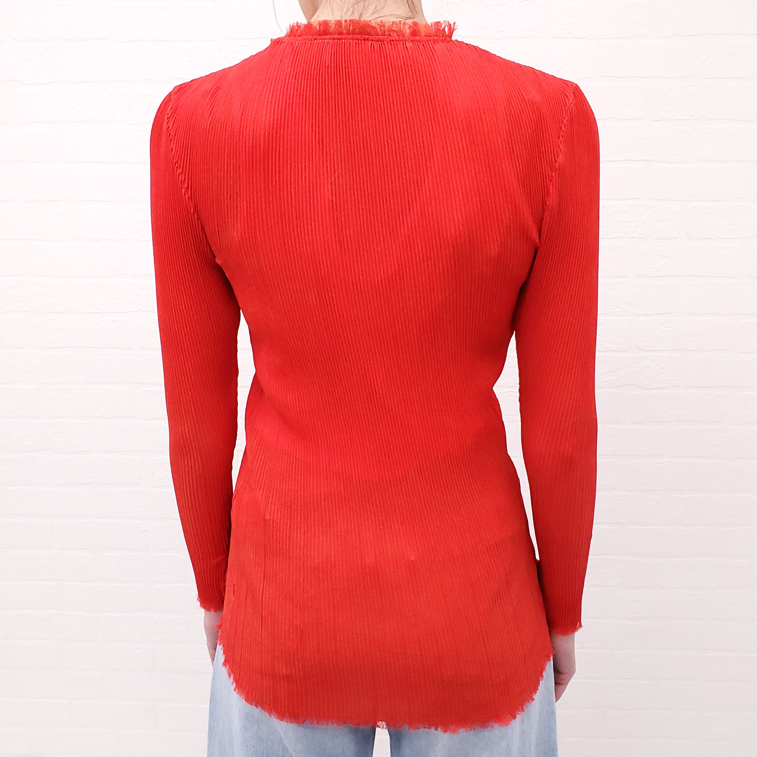 BY MALENE BIRGER RED PLEATED TOP - SIZE 32