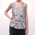 CAROLINA HERRERA SEQUIN SLEEVELESS BLOUSE - SIZE 8