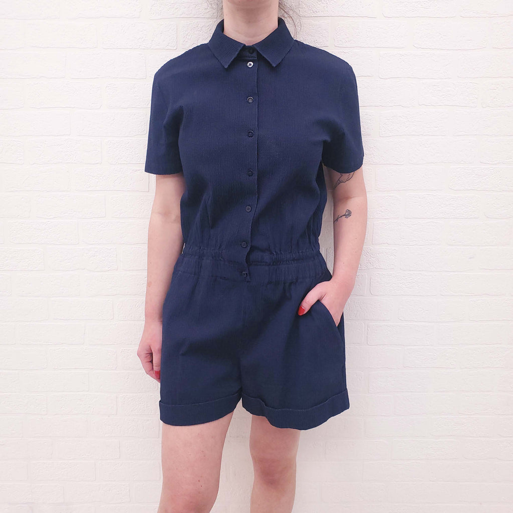 CARVEN BLUE CREPE ROMPER - SIZE 42