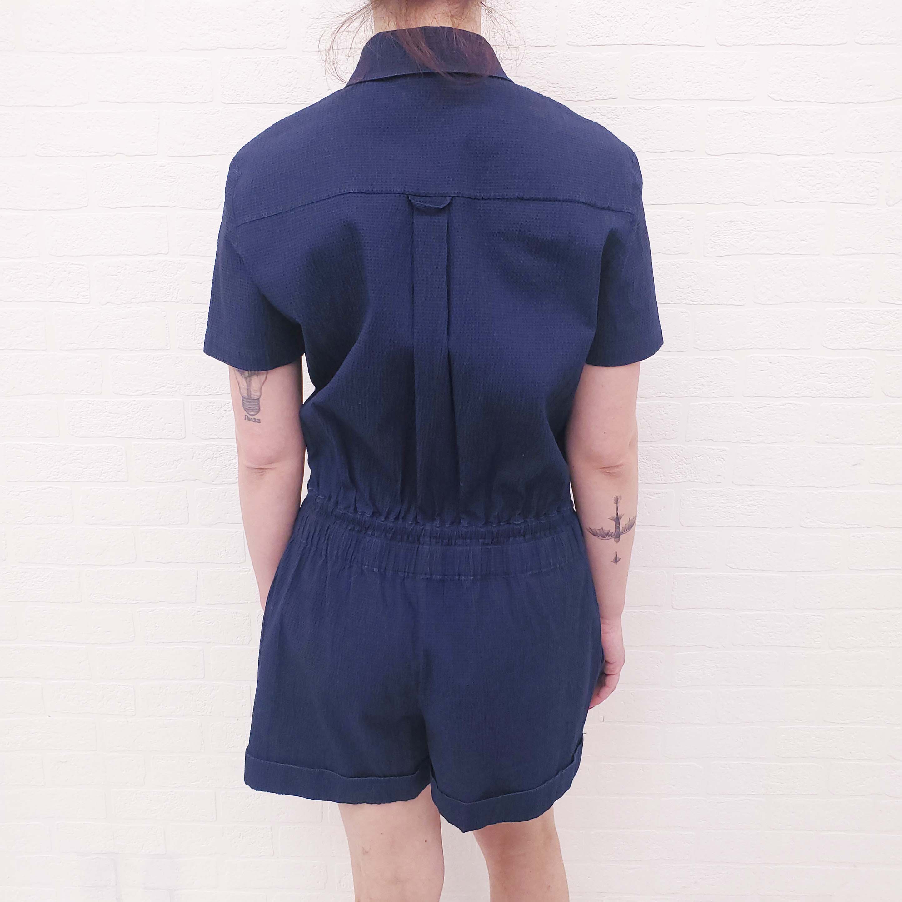 CARVEN BLUE CREPE ROMPER - SIZE 42