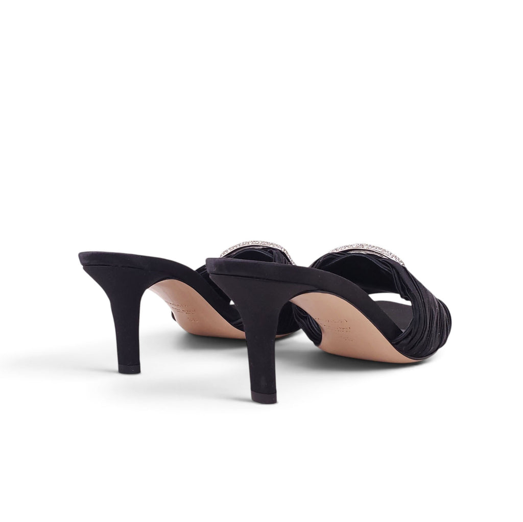 CASADEI BLACK KITTEN HEELS WITH CRYSTAL EMBLEM - SIZE 38