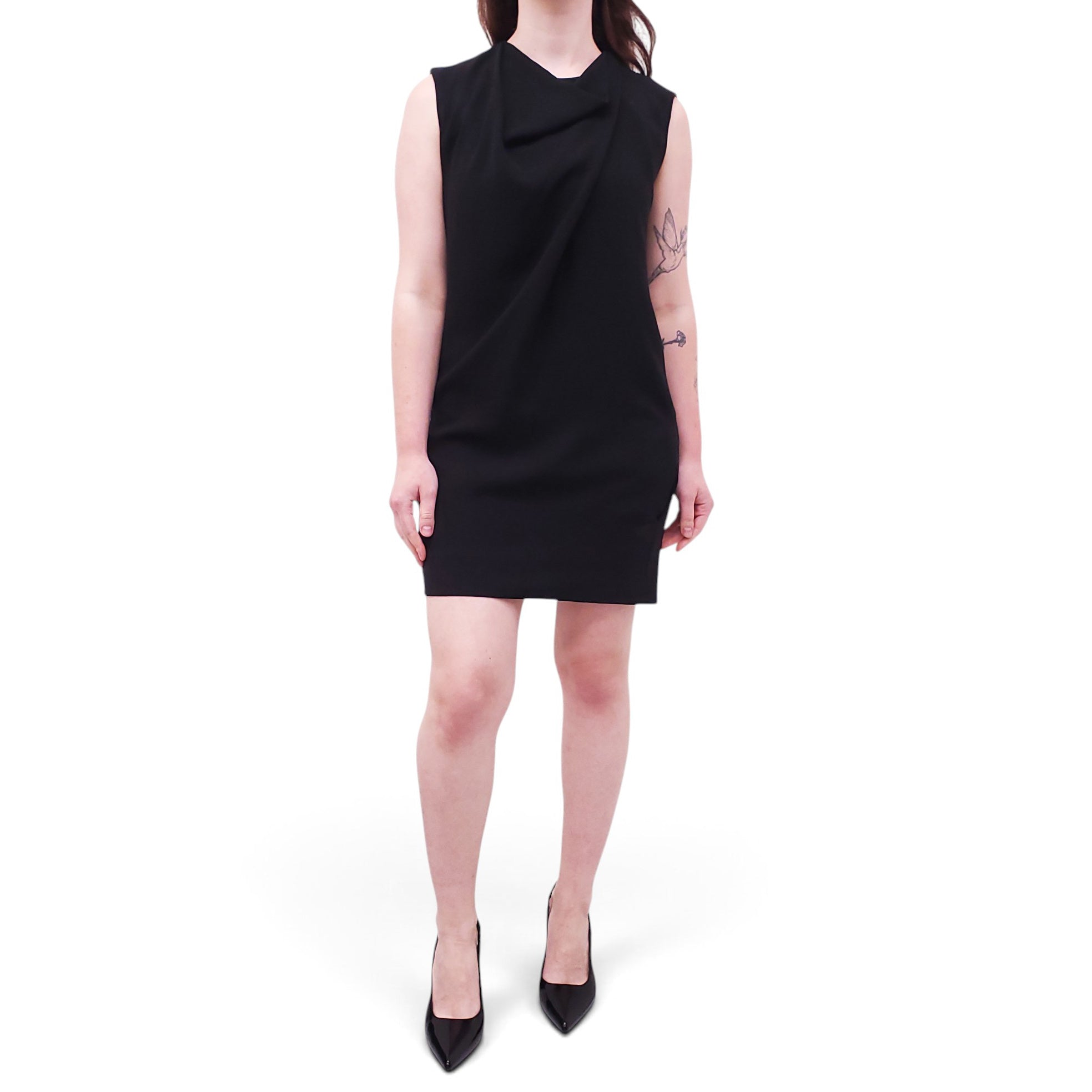 CELINE BLACK DRAPED DRESS - SIZE 38