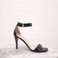 CELINE BLACK LEATHER SANDALS WITH HEEL AND STRAP - SIZE 40