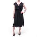 CELINE BLACK SILK DRESS WITH GOLD TRIOMPHE LOGO - SIZE 34