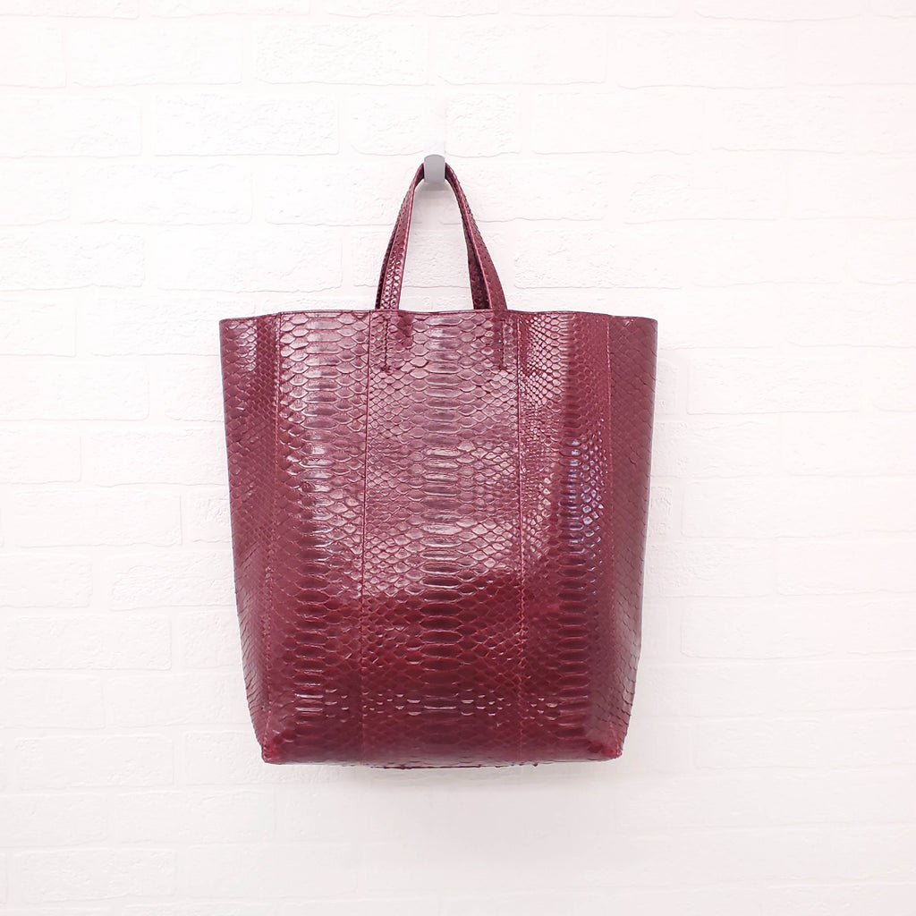 CELINE BURGUNDY PYTHON TOTE
