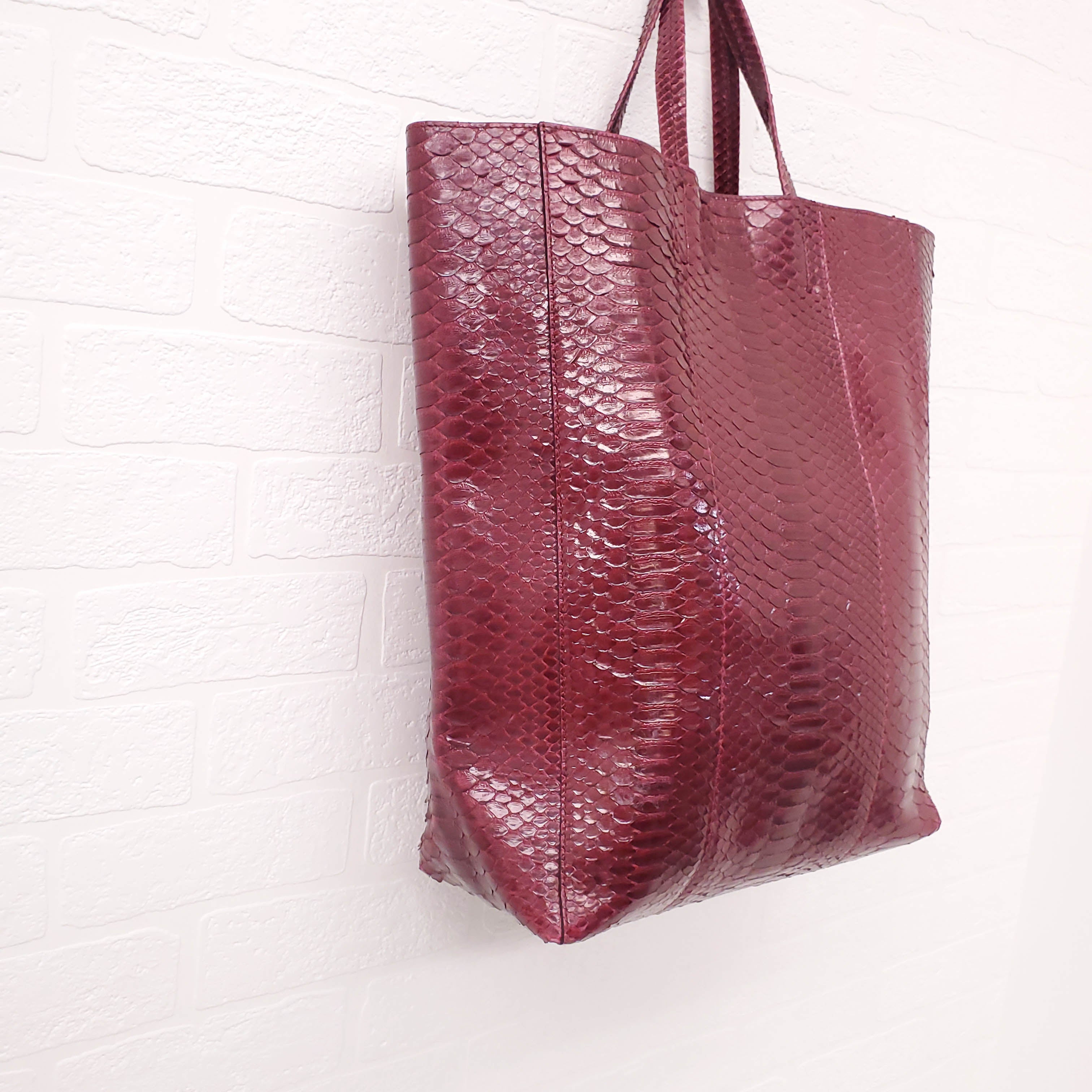 CELINE BURGUNDY PYTHON TOTE