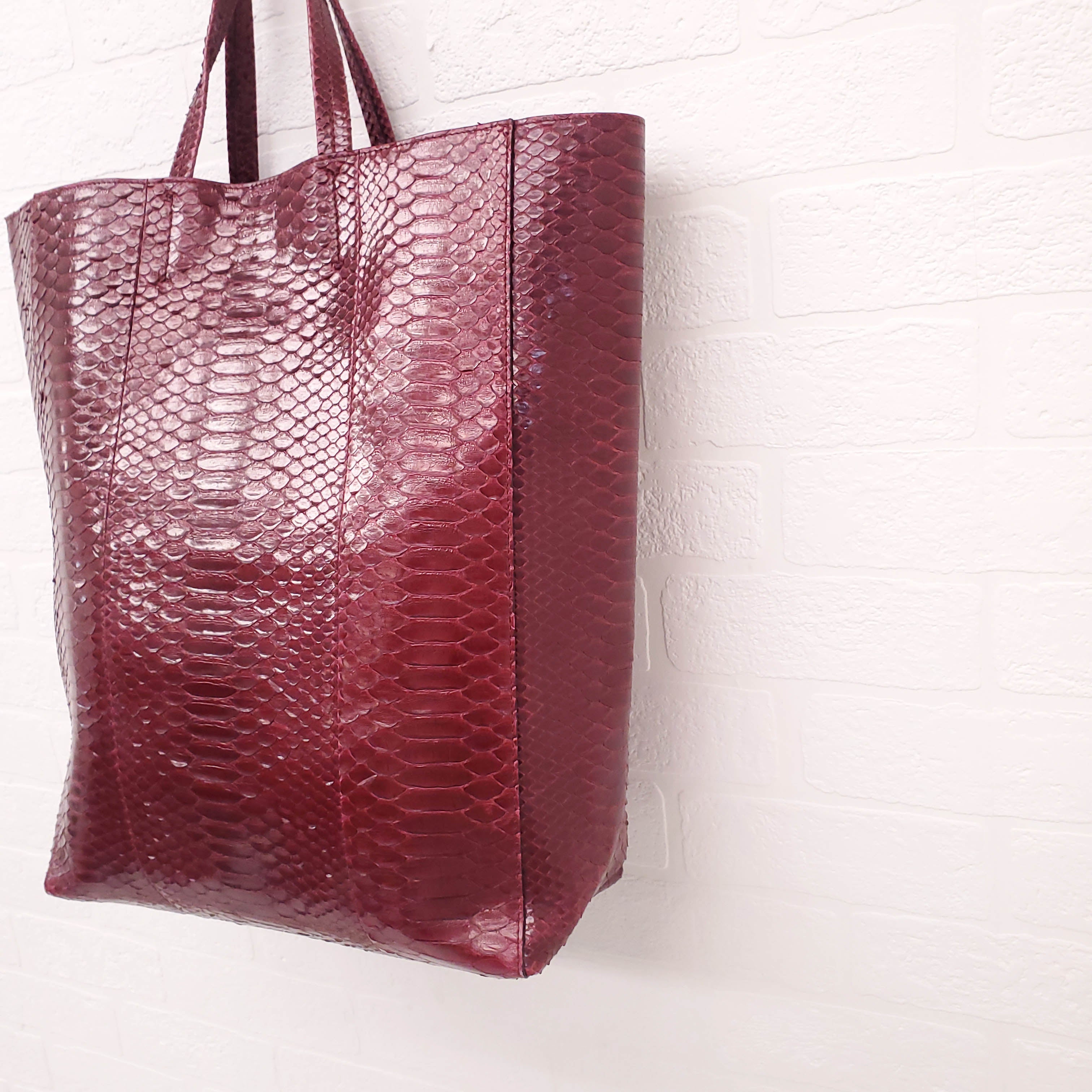 CELINE BURGUNDY PYTHON TOTE
