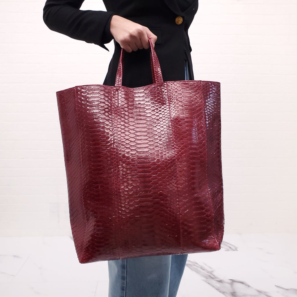 CELINE BURGUNDY PYTHON TOTE