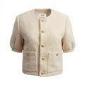 CELINE BUTTER YELLOW TWEED JACKET - SIZE 38