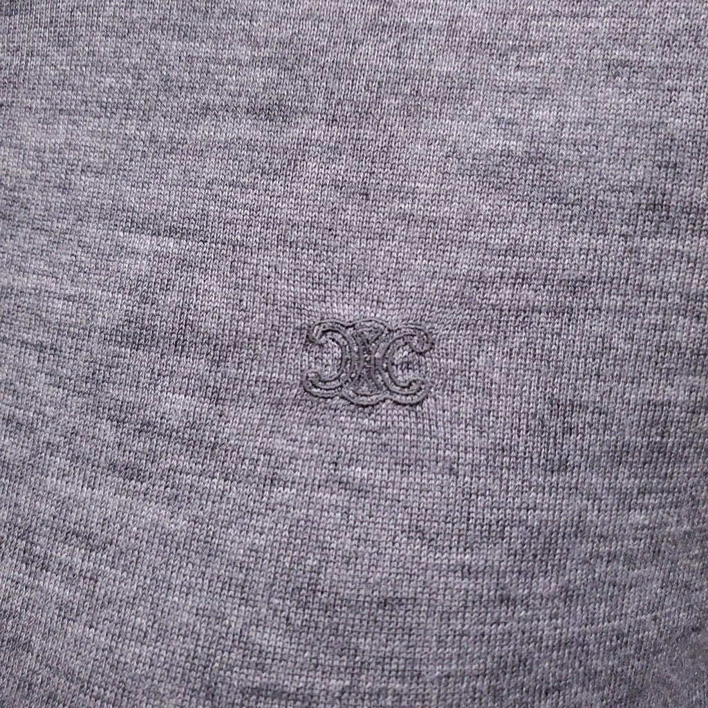CELINE CASHMERE AND SILK POLO SWEATER WITH TRIOMPHE LOGO  - SIZE S