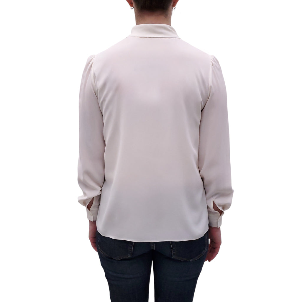 CELINE CREAM SILK BLOUSE WITH TIE DETAIL - SIZE 34