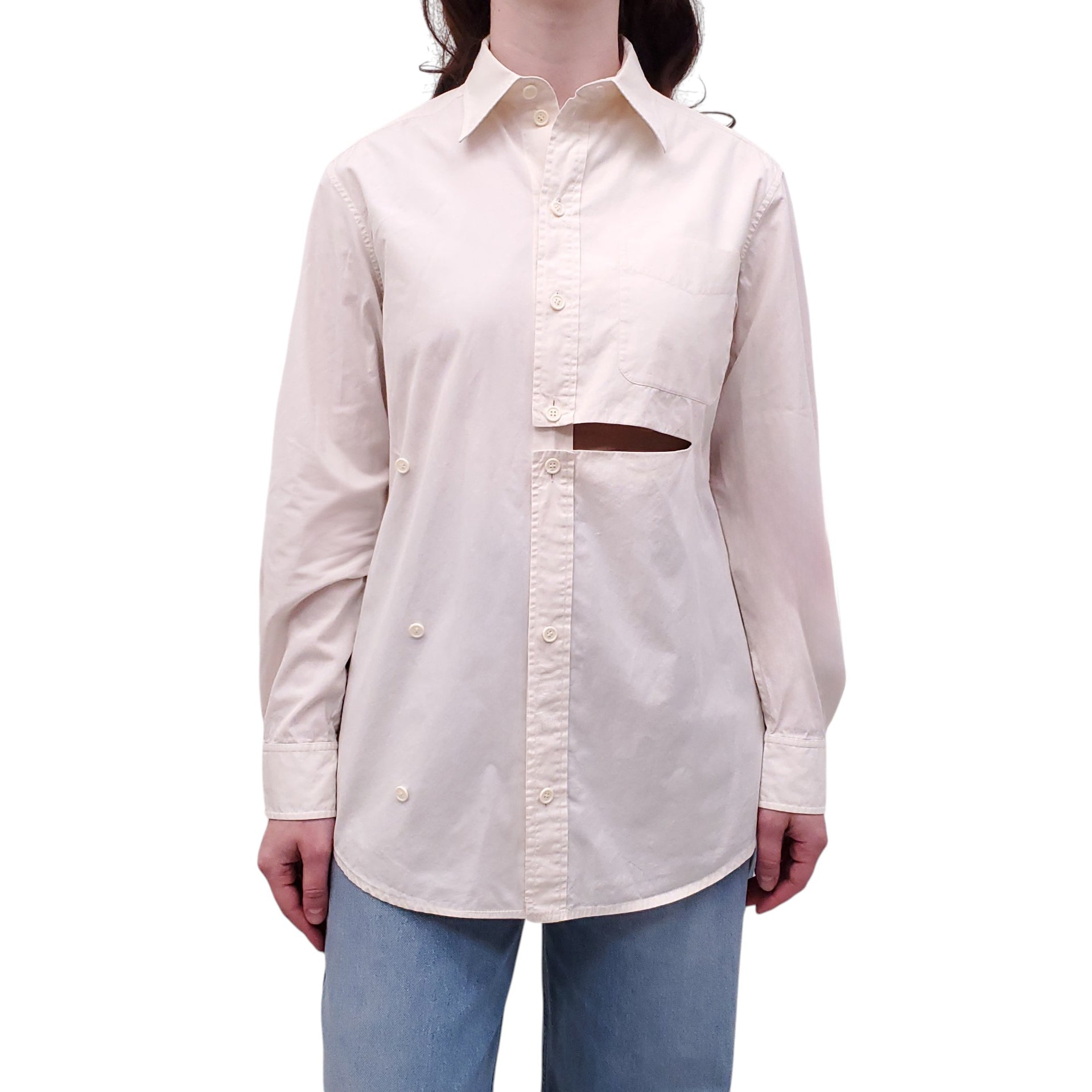 CELINE CUTOUT DETAIL BUTTON UP SHIRT - SIZE 38
