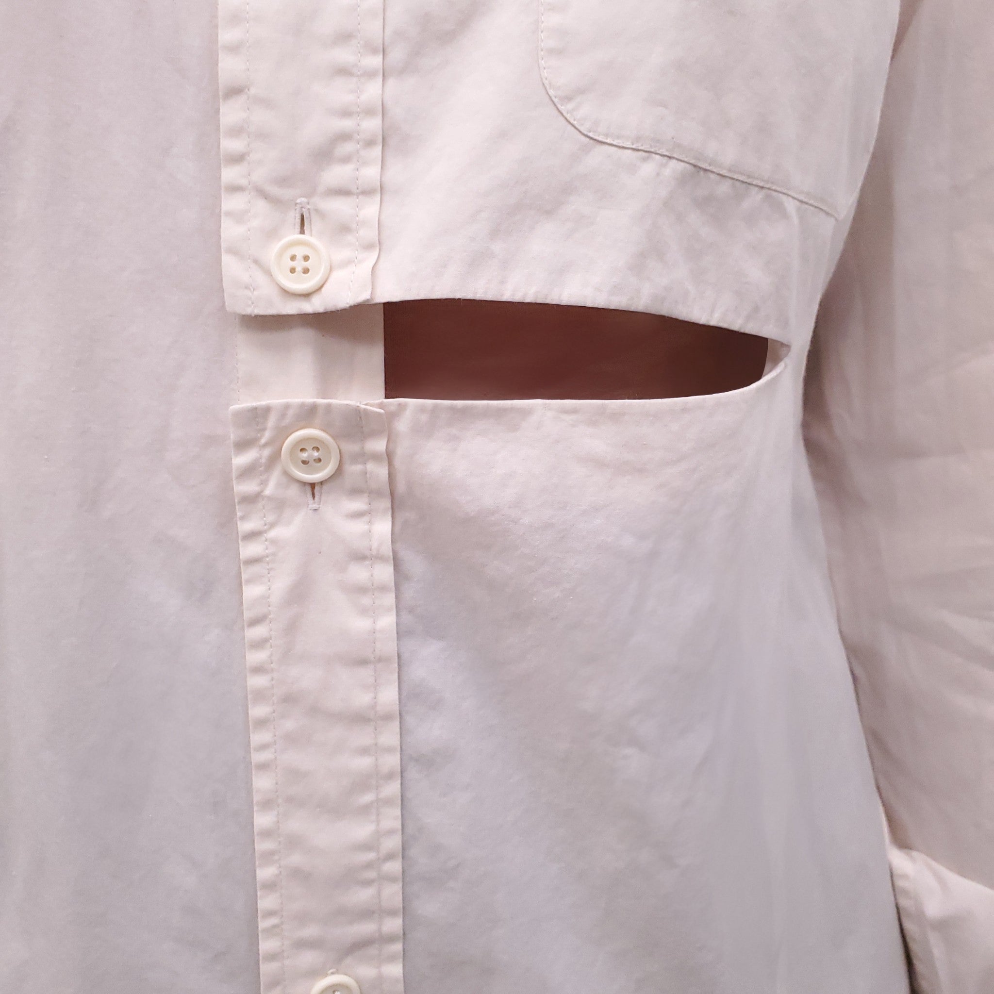 CELINE CUTOUT DETAIL BUTTON UP SHIRT - SIZE 38