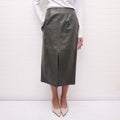 CELINE GREEN COATED VEGAN LEATHER SKIRT - SIZE 38