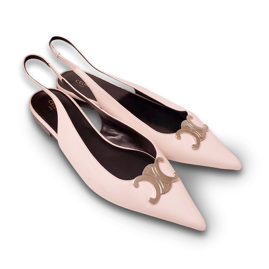 CELINE PINK FLATS WITH LOGO - SIZE 40