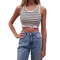 CELINE STRIPED LOGO BRALETTE TOP - SIZE L