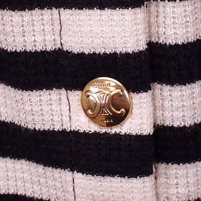 CELINE STRIPED TANK TOP WITH GOLD LOGO BUTTONS - SIZE XS