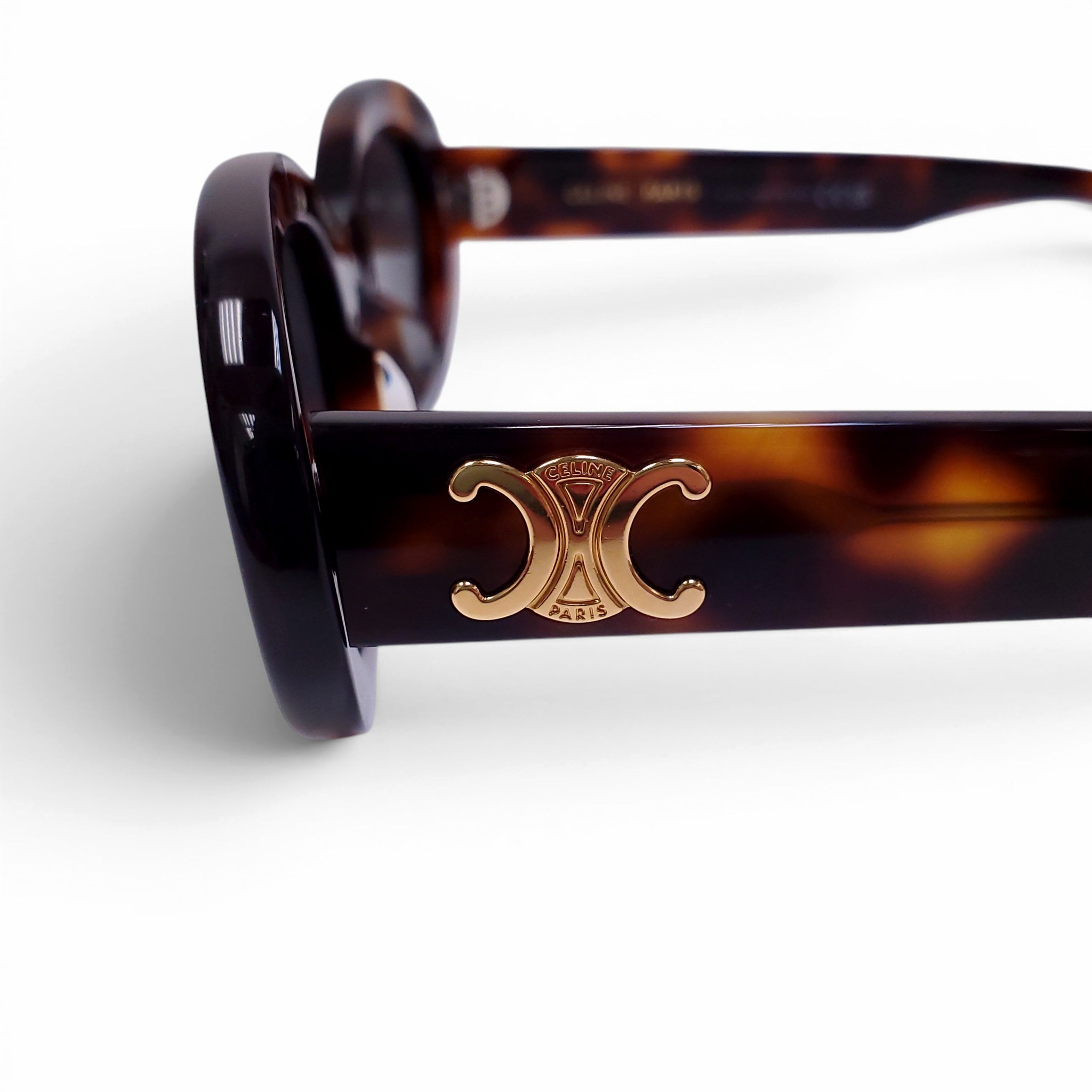 CELINE TORTOISE OVAL TRIOMPHE SUNGLASSES