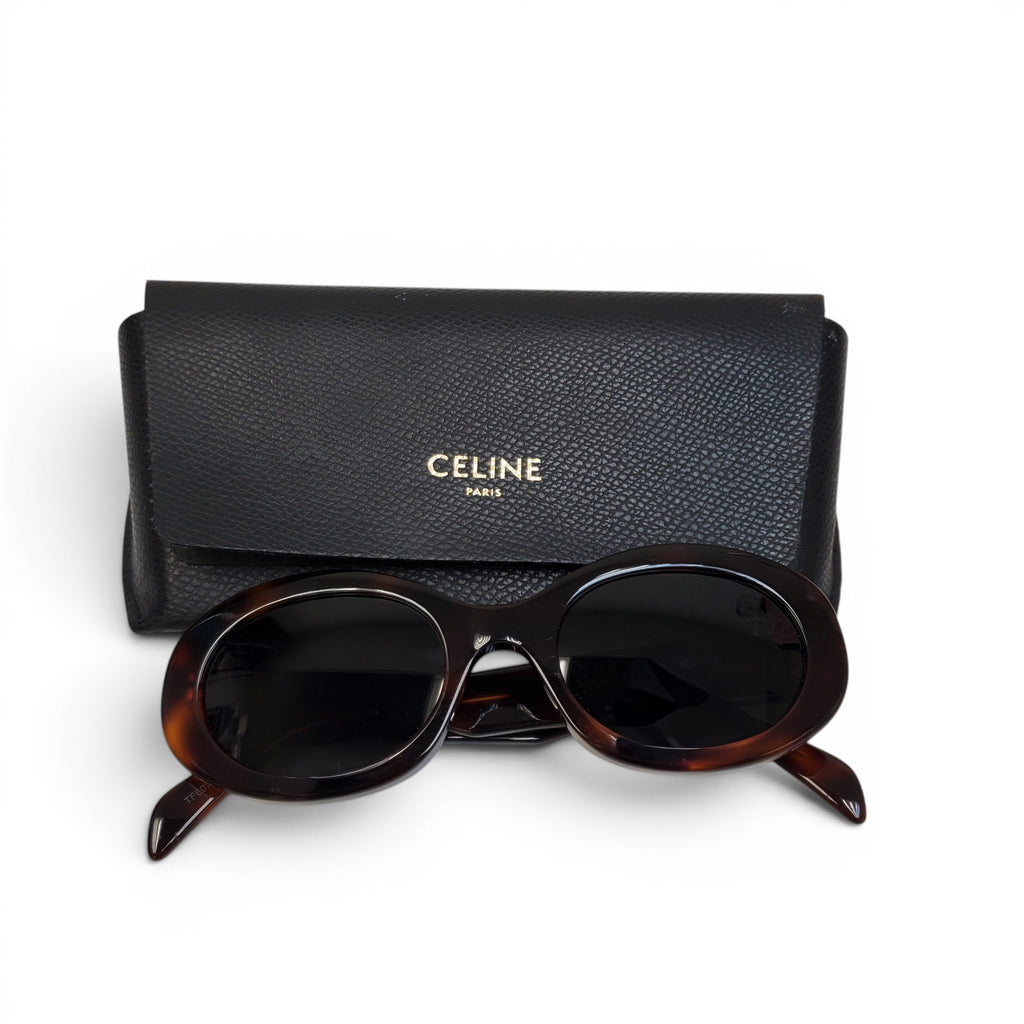 CELINE TORTOISE OVAL TRIOMPHE SUNGLASSES