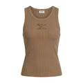 CELINE TRIOMPHE BROWN TANK TOP IN RIBBED COTTON - SIZE S
