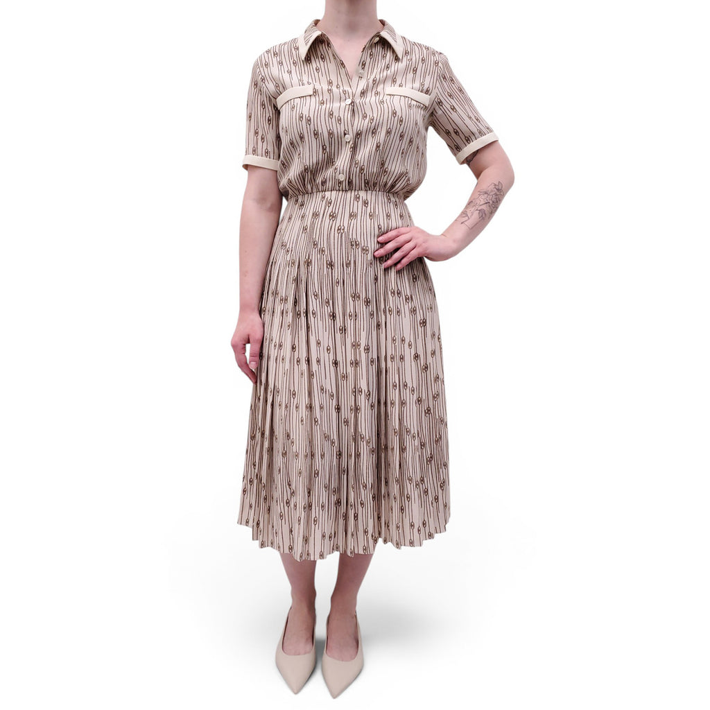 CELINE TRIOMPHE LOGO SILK DRESS - SIZE 34
