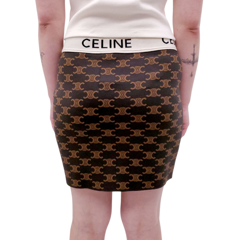 CELINE TRIOMPHE PATTERNED LOGO SKIRT - SIZE L