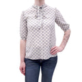 CELINE TRIOMPHE SILK SHORT-SLEEVE BLOUSE - SIZE 34