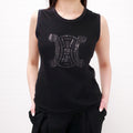 CELINE VINTAGE BLACK TRIOMPHE TANK TOP - SIZE M