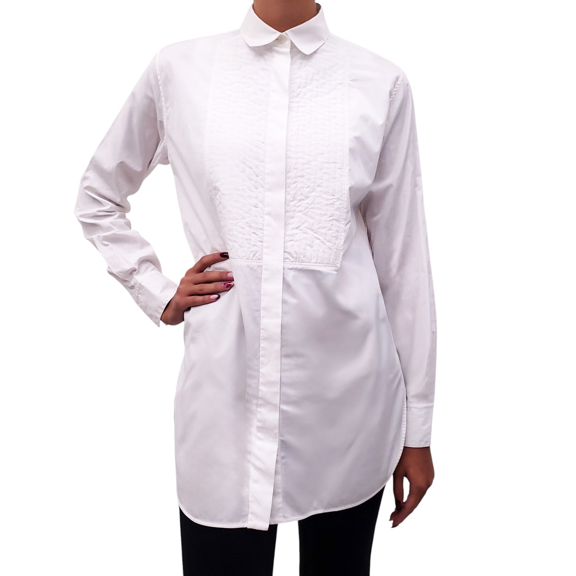CELINE WHITE TUXEDO BLOUSE - SIZE 34