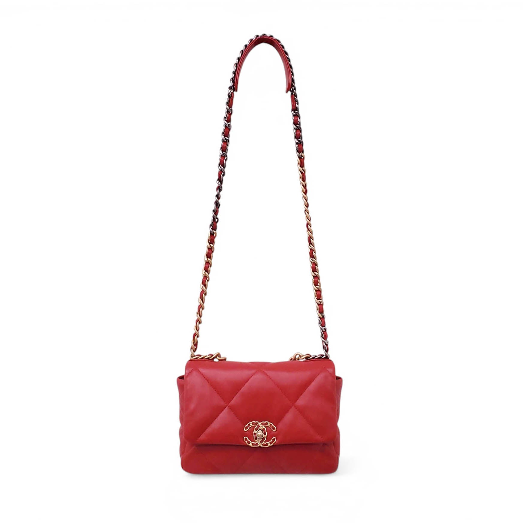 CHANEL 19 RED FLAP BAG