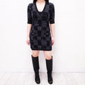 CHANEL 2021 GREY CASHMERE 'COCO CHANEL' LOGO DRESS - SIZE 34