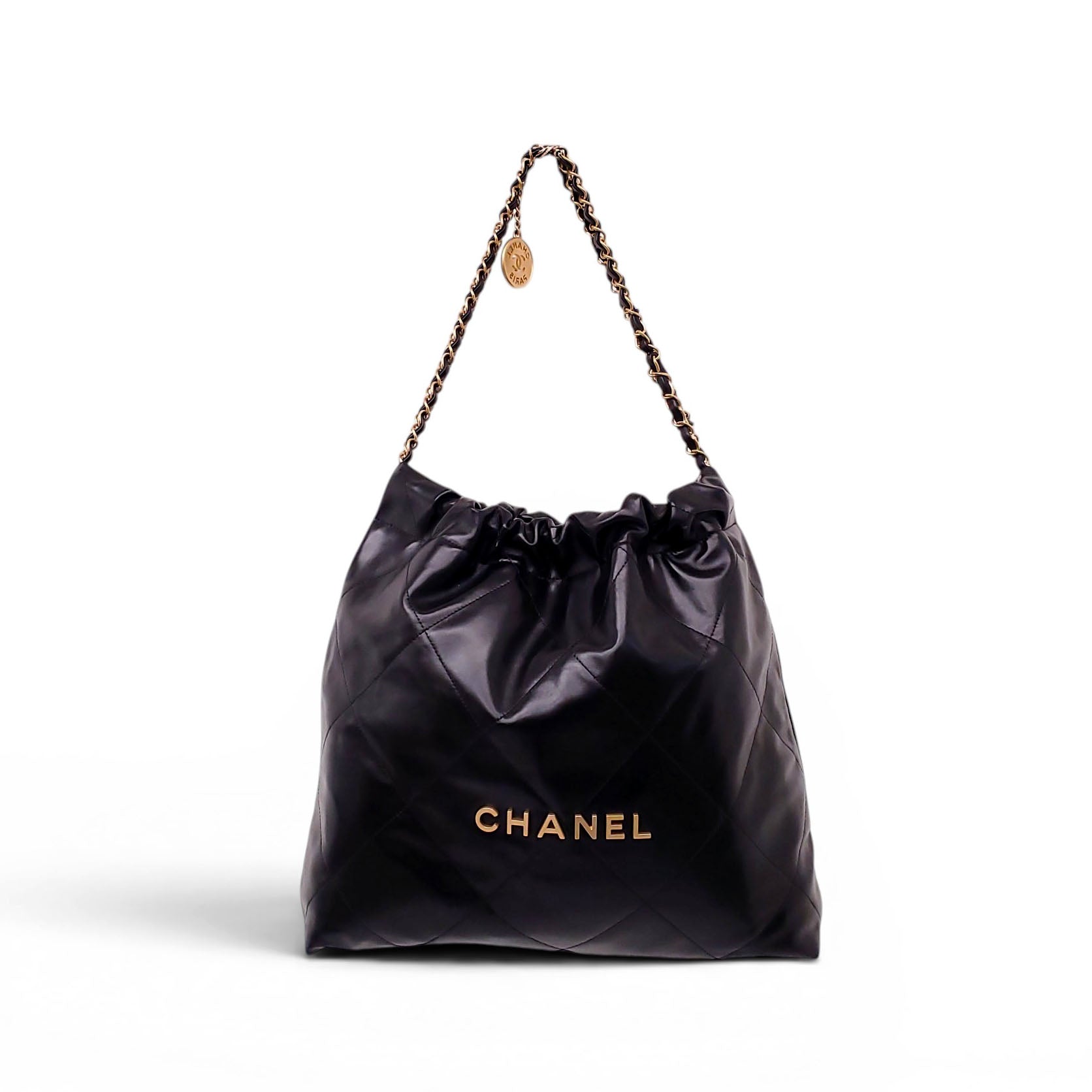 CHANEL 22 BLACK LAMBSKIN HANDBAG