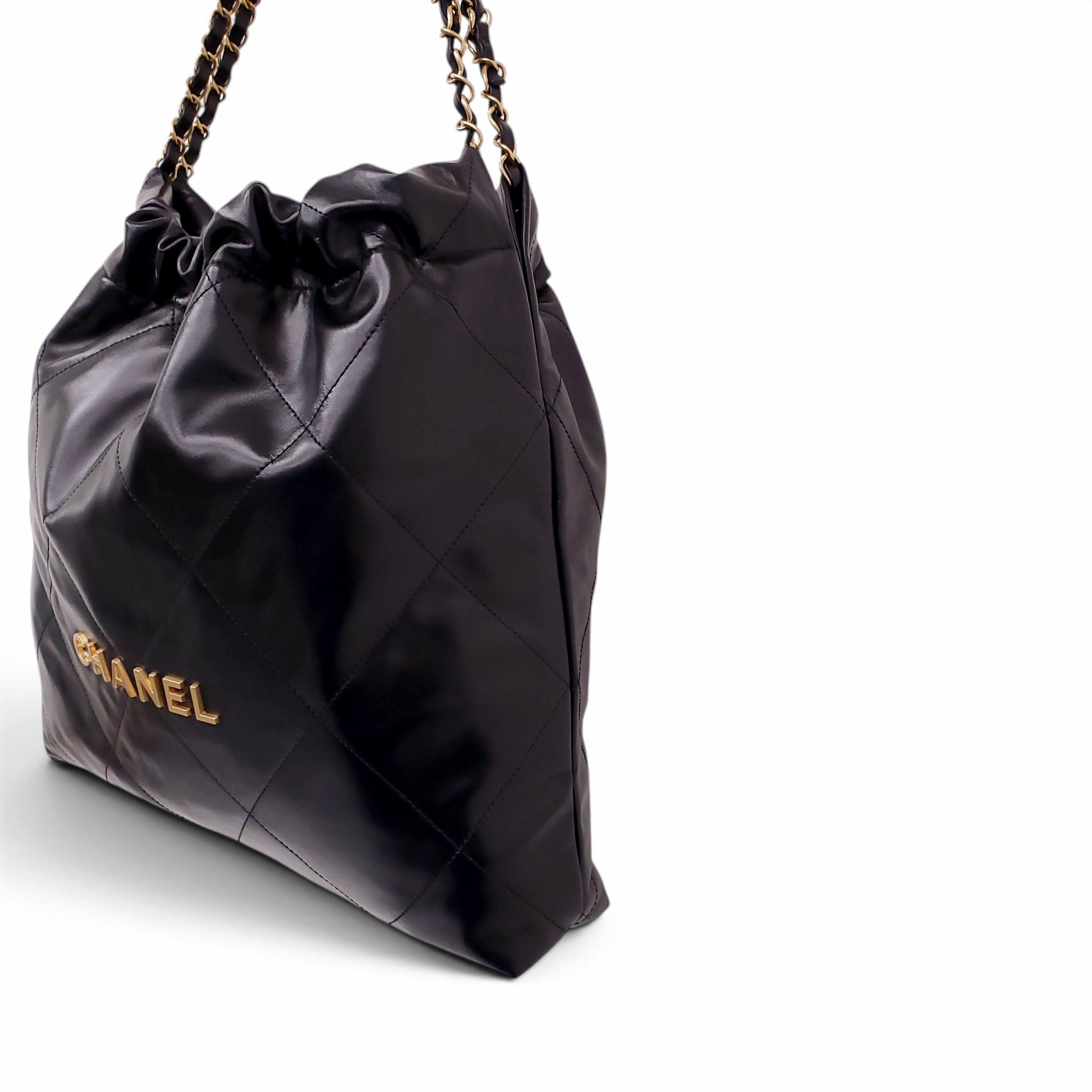 CHANEL 22 BLACK LAMBSKIN HANDBAG