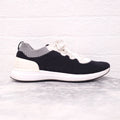CHANEL BLACK AND CREAM KNIT LOGO SNEAKERS - SIZE 43