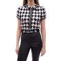 CHANEL BLACK AND WHITE TWEED CC LOGO TOP - SIZE 36