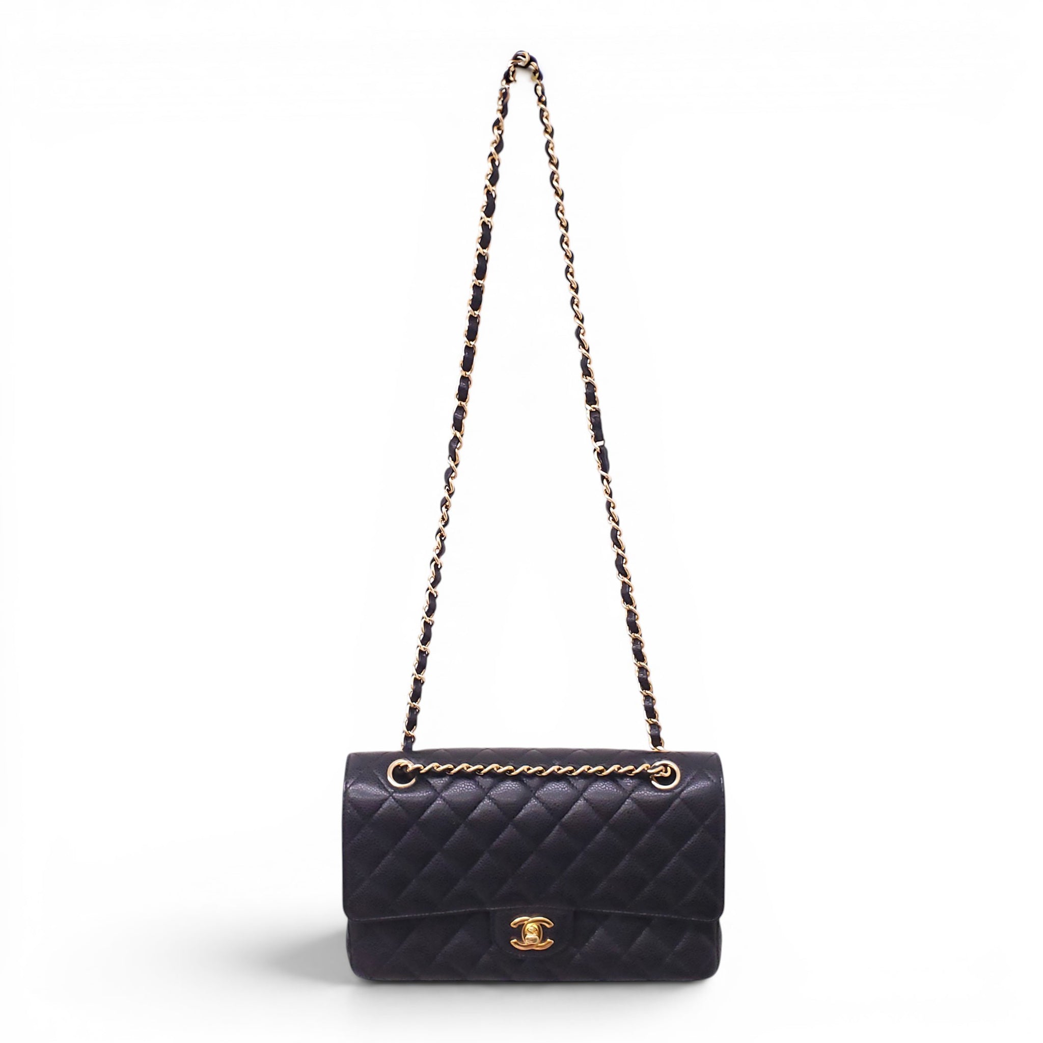 CHANEL BLACK CAVIAR MEDIUM DOUBLE FLAP BAG