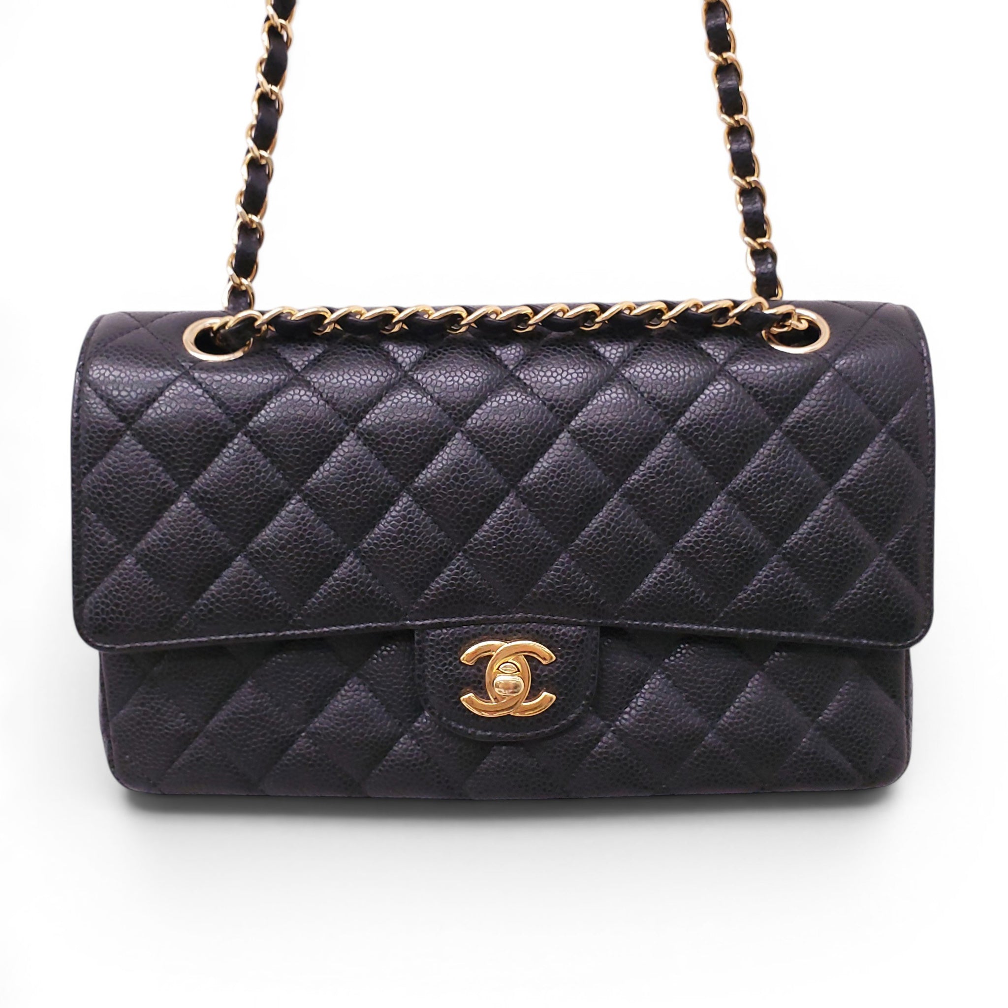 CHANEL BLACK CAVIAR MEDIUM DOUBLE FLAP BAG
