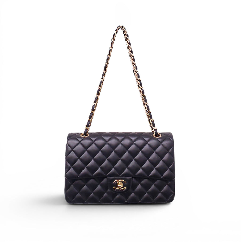 CHANEL MEDIUM BLACK CLASSIC LAMBSKIN DOUBLE FLAP BAG
