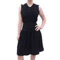 CHANEL BLACK KNIT DRESS WITH LOGO BUTTON DETAIL - SIZE 40