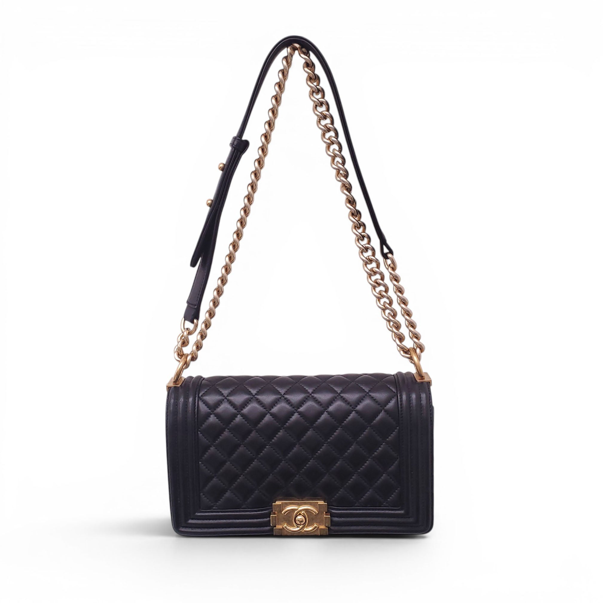 CHANEL BLACK LAMBSKIN BOY BAG